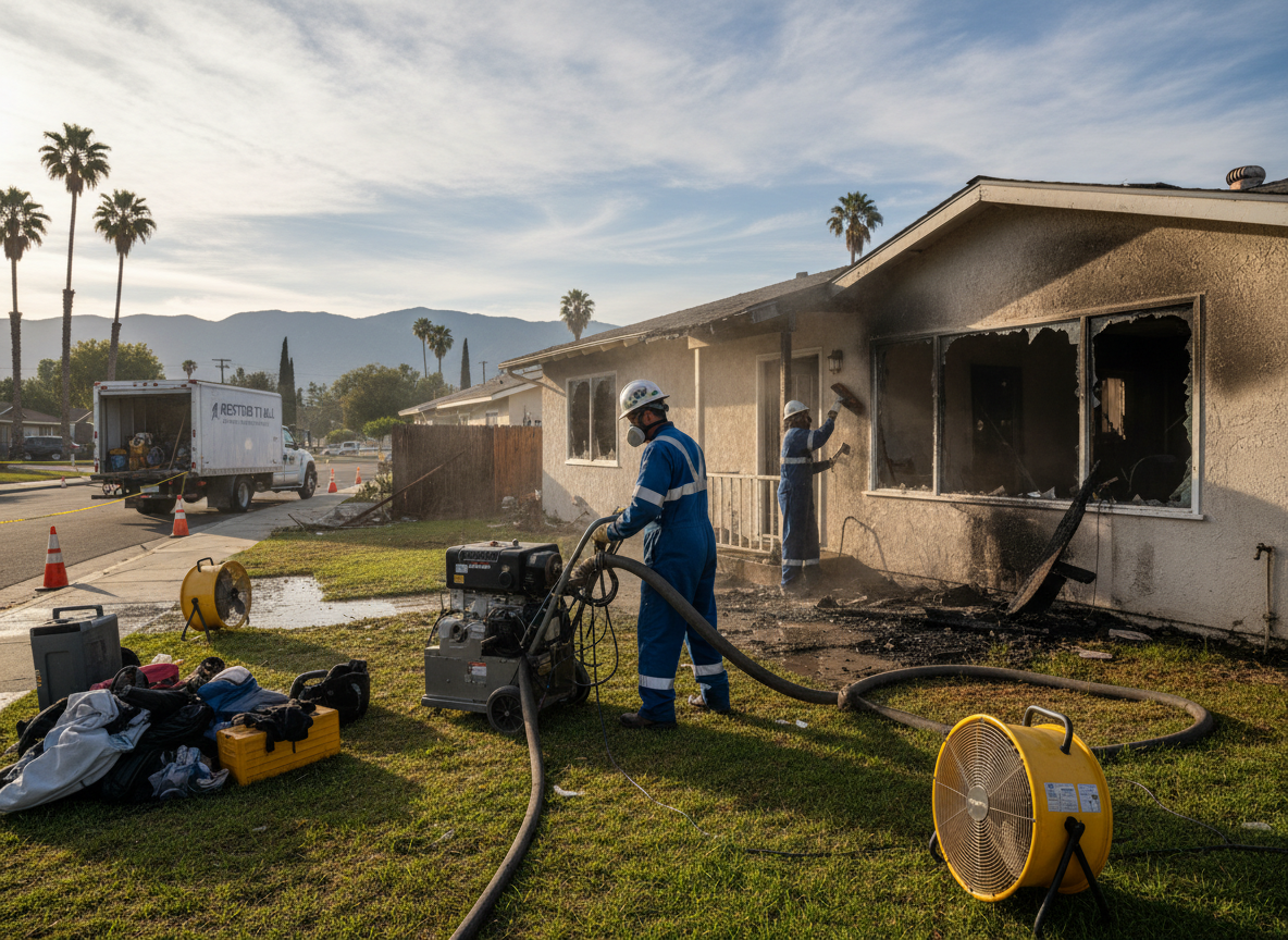 Fire and flood restoration in Canoga Park