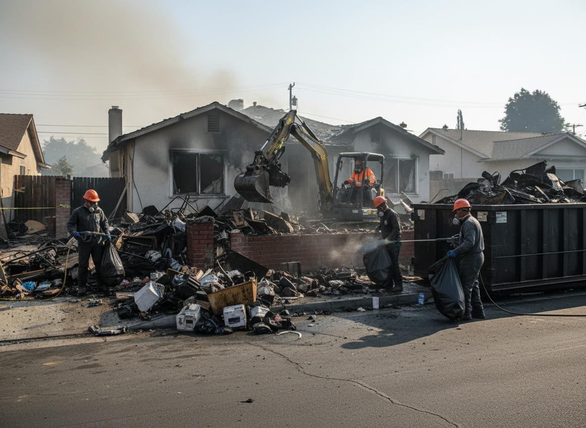 hoarding cleanup after fire in Canoga Park